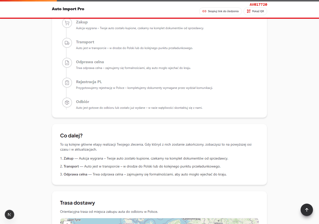 Panel /track: Formularz kodu