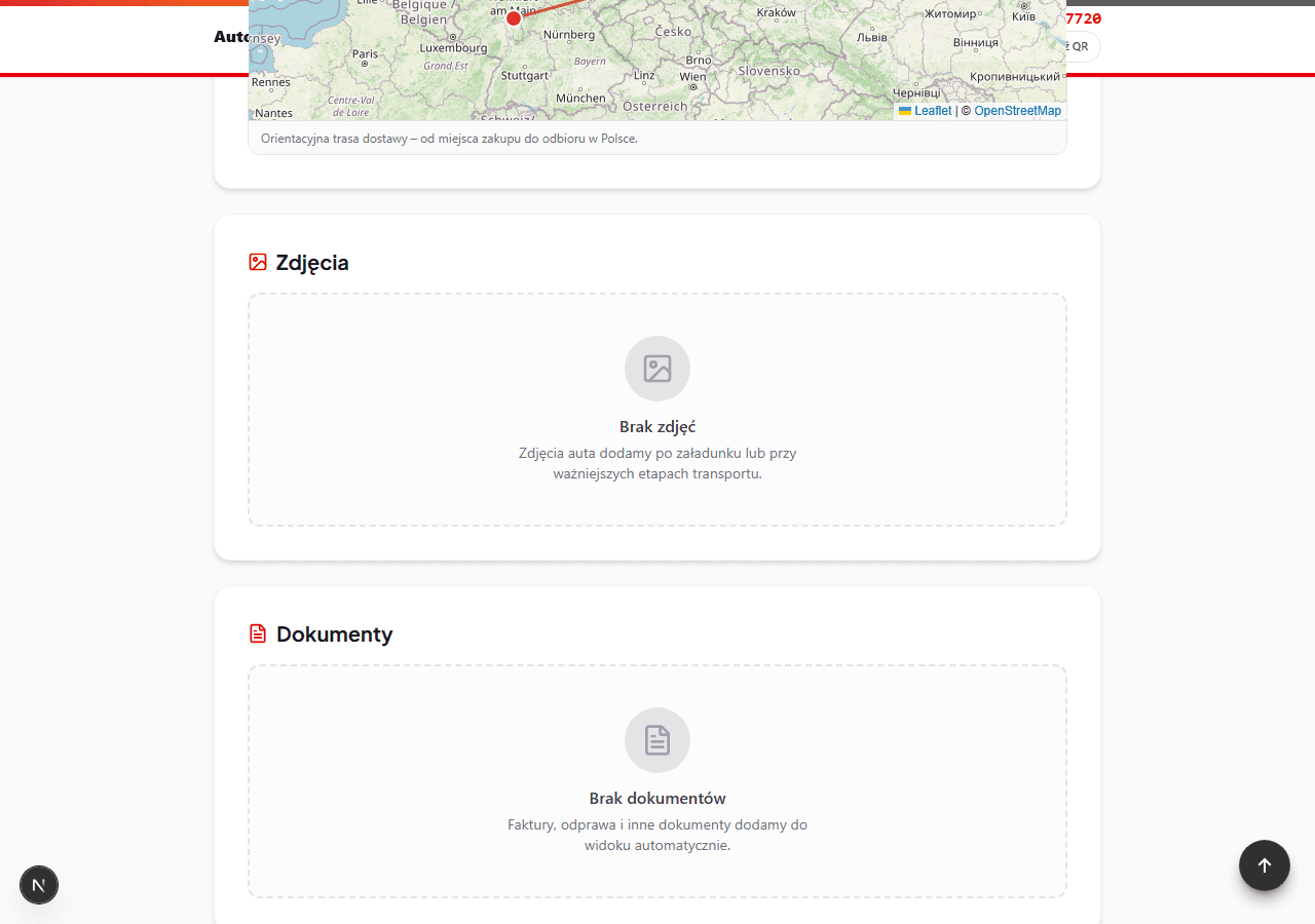 Panel /track: Link na e-mail i pomoc